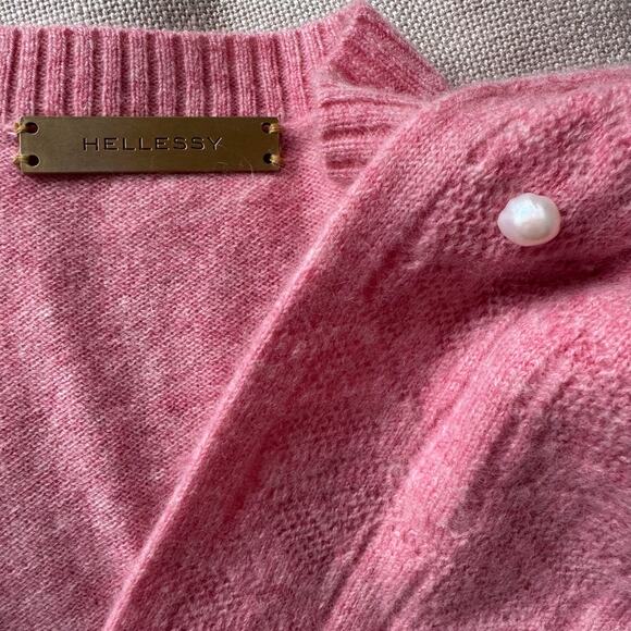 HELLESSY Colt Pink Cashmere Sweater with Shoulder Scarf Size Extra Small XS $850 - Picture 7 of 8